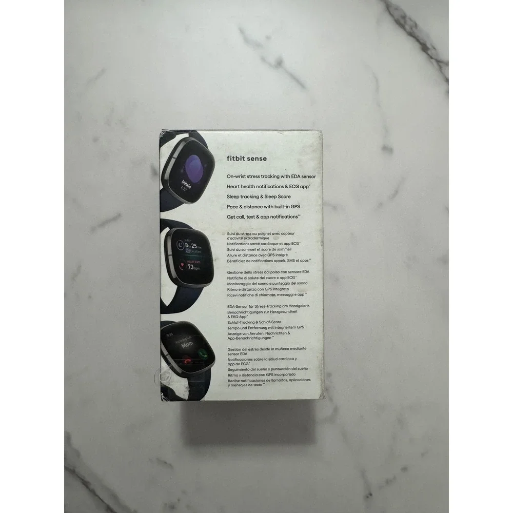 Fitbit‎ Sense Smartwatch Graphite Stainless Steel & Carbon Band- Damaged Box
